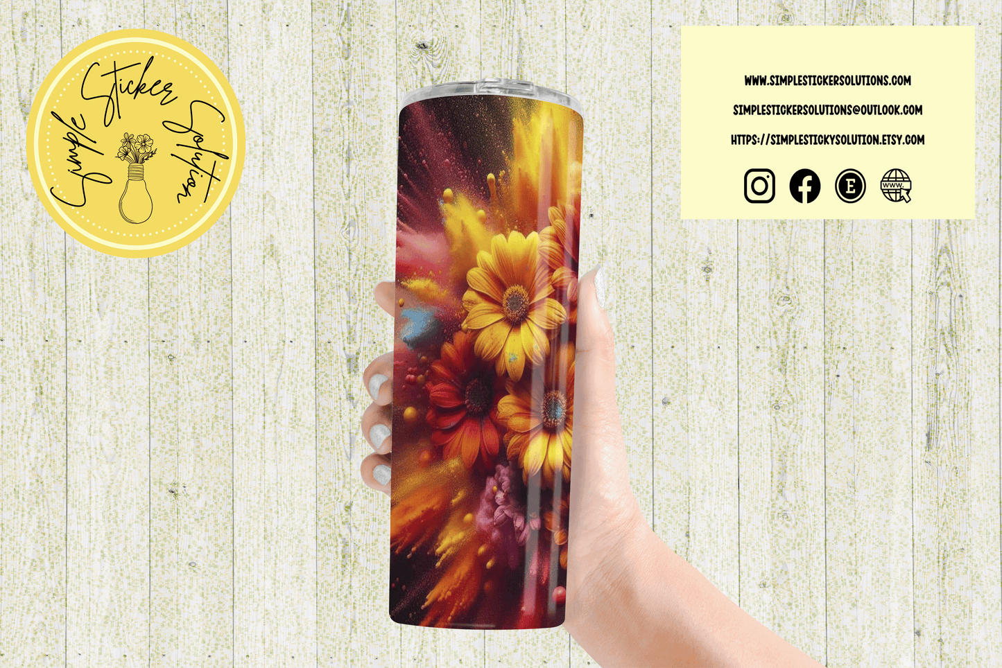Radiant Flowers: A Burst of Color - Sublimated 20oz Tumbler