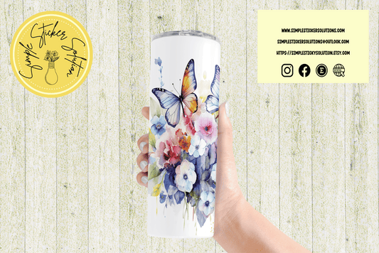 Beautiful Butterfies and Flowers Design - 20oz Tumbler