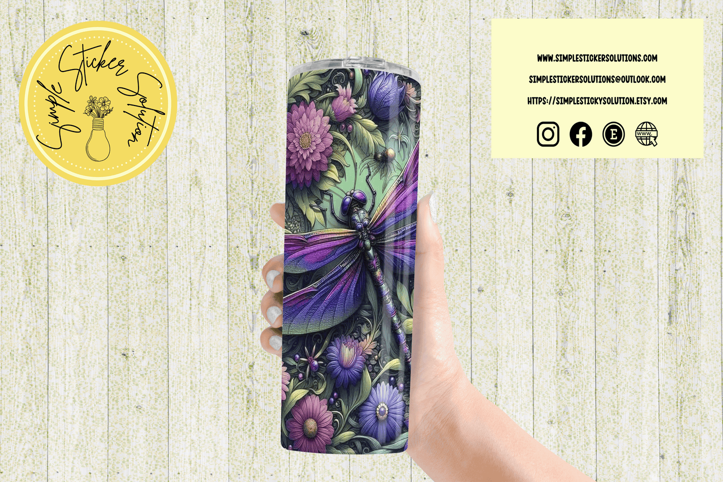 Beautiful Purple Dragonflies Design - 20oz Tumbler