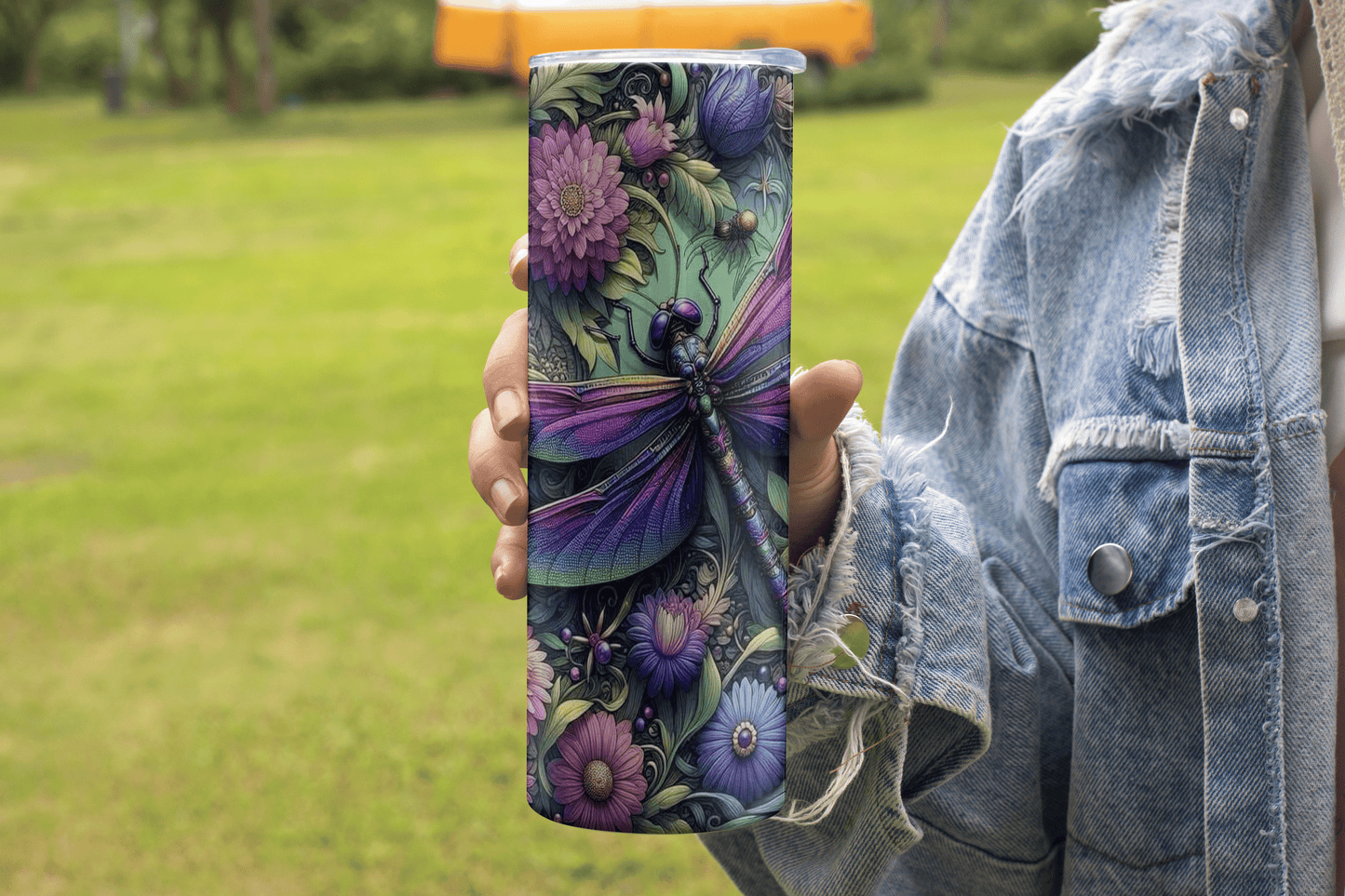 Beautiful Purple Dragonflies Design - 20oz Tumbler