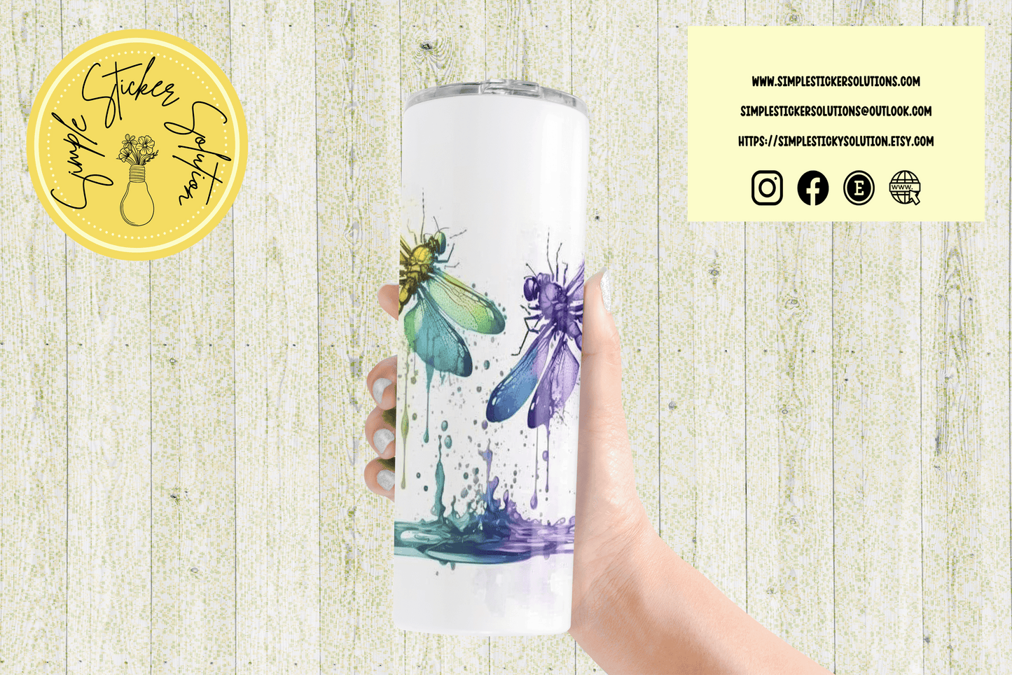 Beautiful Watercolor Dragonflies Design - 20oz Tumbler
