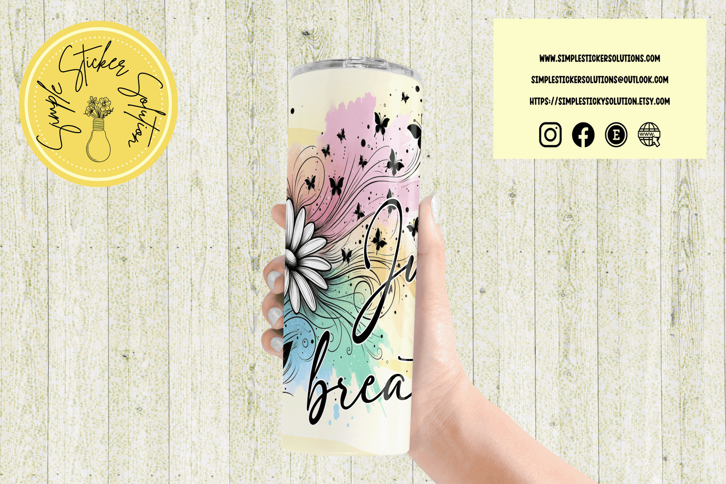 Just Breathe Inspiration Quote Design - 20oz Tumbler