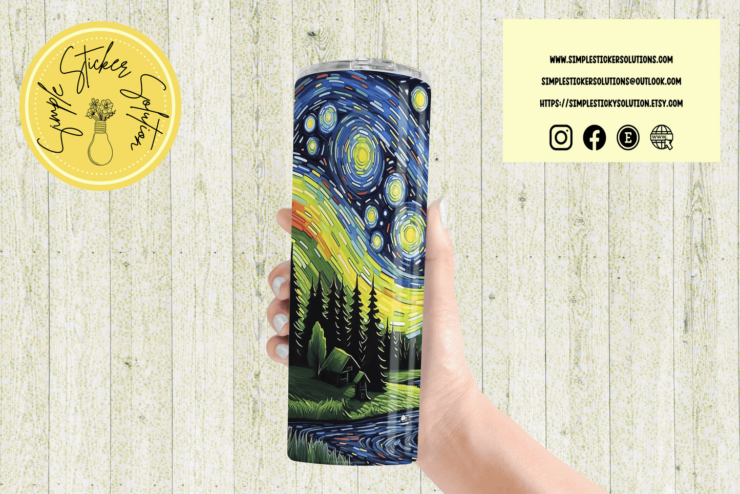 Beautiful Northern Lights with Stars Design - 20oz Tumbler
