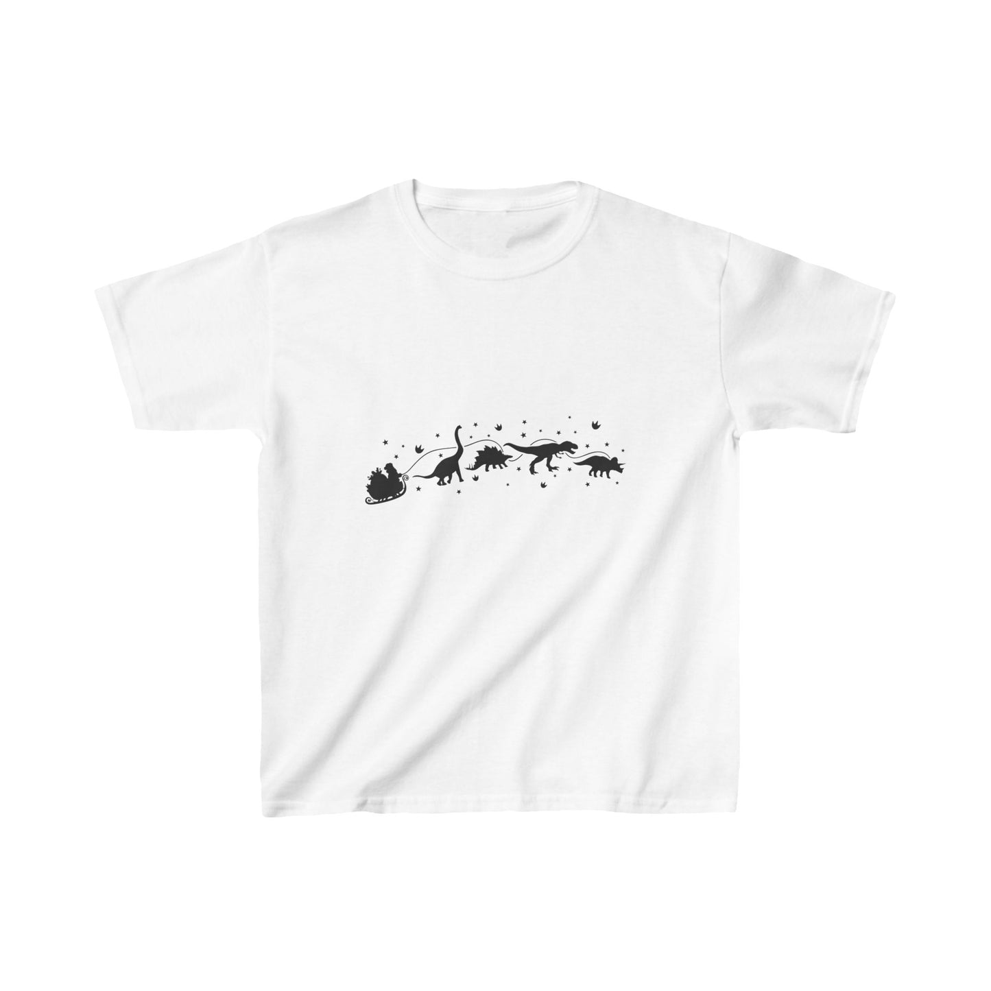 Dinosaur Sleigh Kids Tshirt, Children's Tee, Boys Girls Shirt, Jurassic Park Gift, Christmas Holiday Top