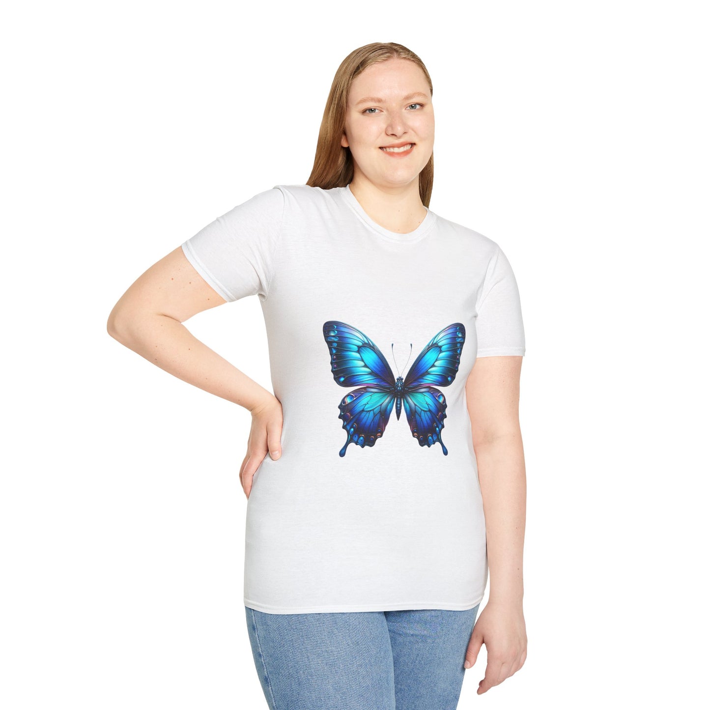 Butterfly Softstyle T-Shirt, Cotton Tee, Unisex Shirt, Butterfly Design Top, Nature Lover Gift