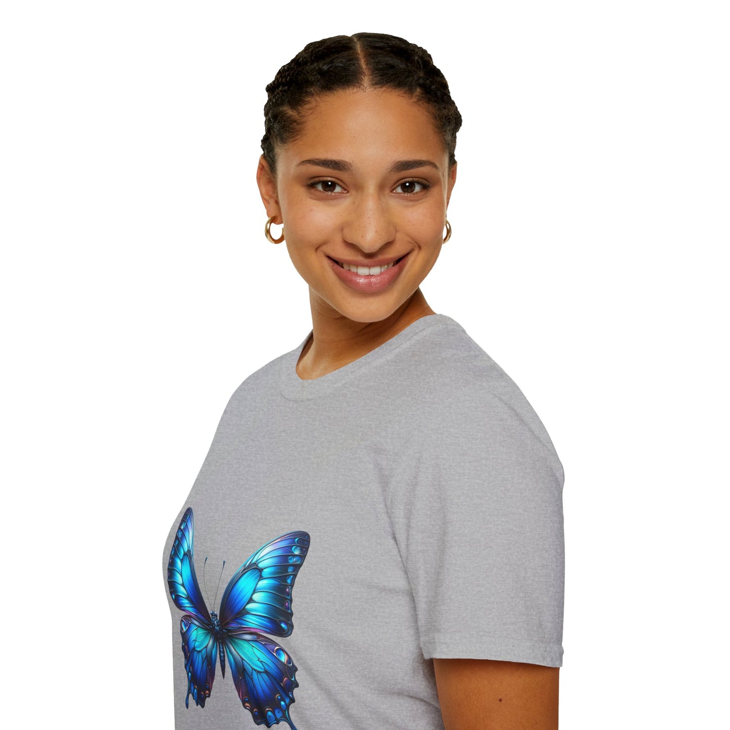 Butterfly Softstyle T-Shirt, Cotton Tee, Unisex Shirt, Butterfly Design Top, Nature Lover Gift