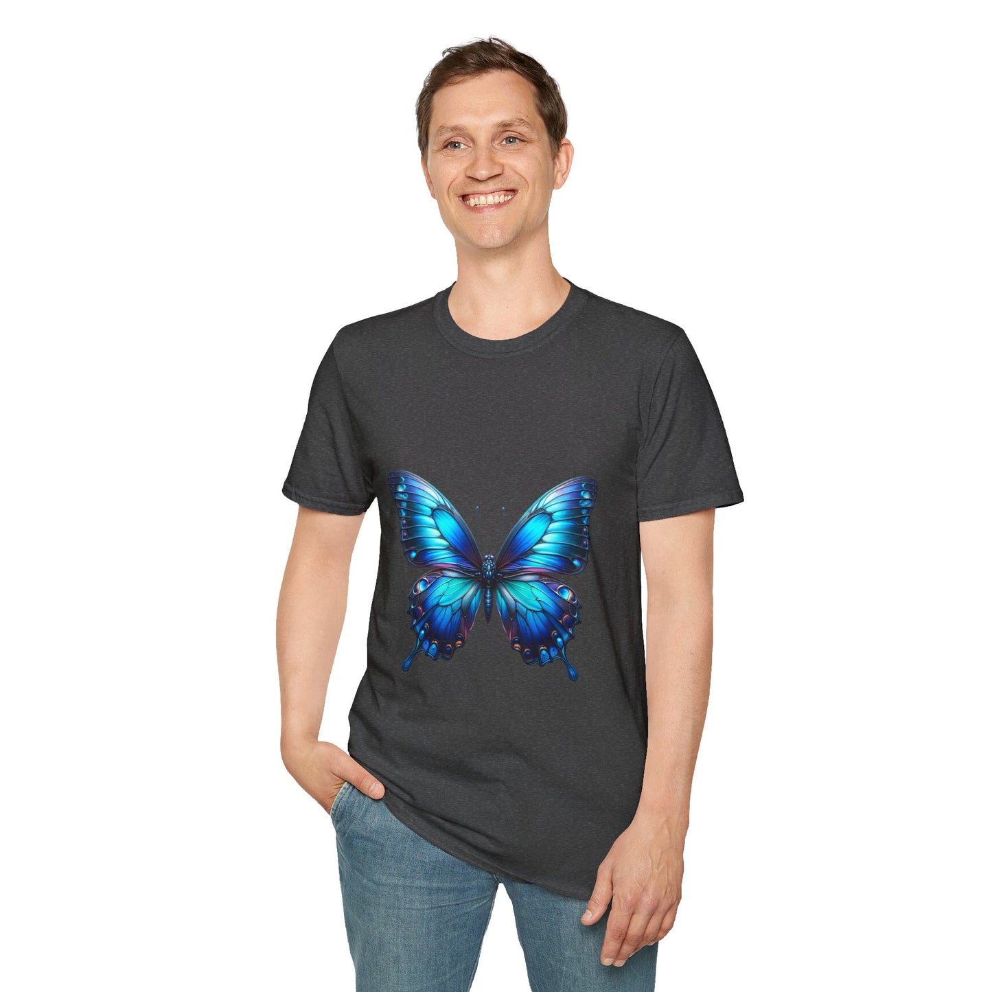 Butterfly Softstyle T-Shirt, Cotton Tee, Unisex Shirt, Butterfly Design Top, Nature Lover Gift