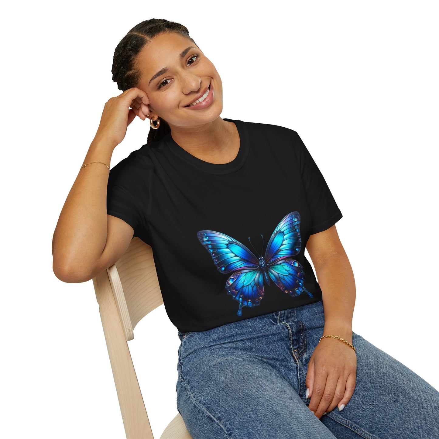 Butterfly Softstyle T-Shirt, Cotton Tee, Unisex Shirt, Butterfly Design Top, Nature Lover Gift
