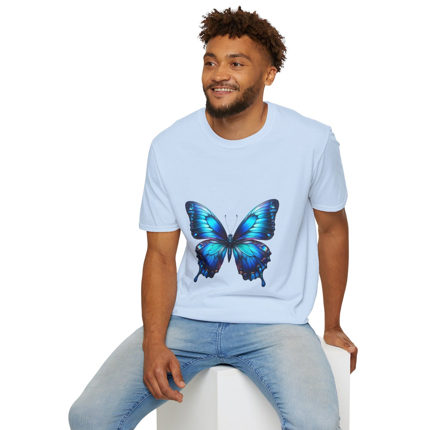 Butterfly Softstyle T-Shirt, Cotton Tee, Unisex Shirt, Butterfly Design Top, Nature Lover Gift