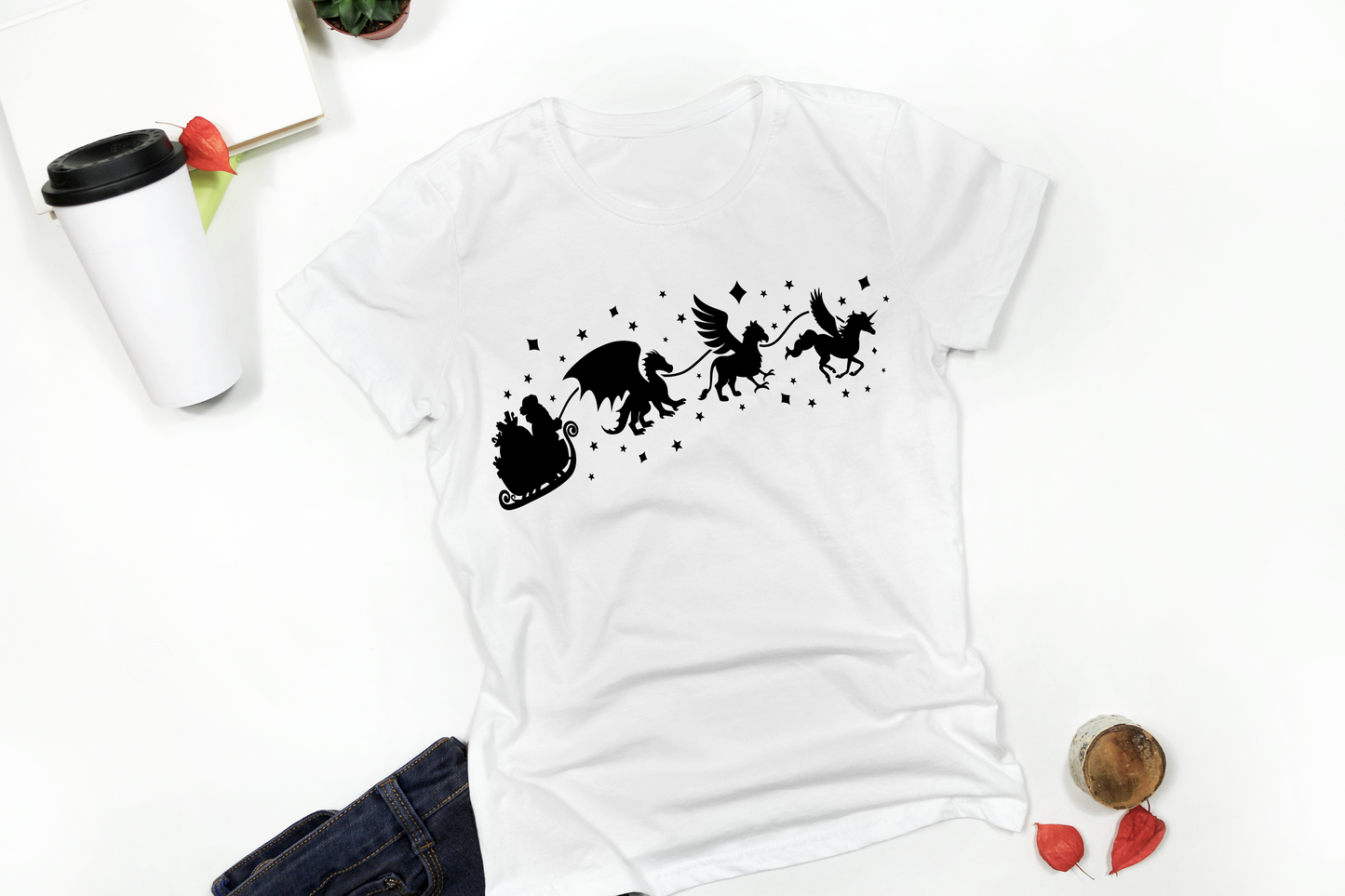 Christmas Santa Sleigh Short Sleeve T-Shirt