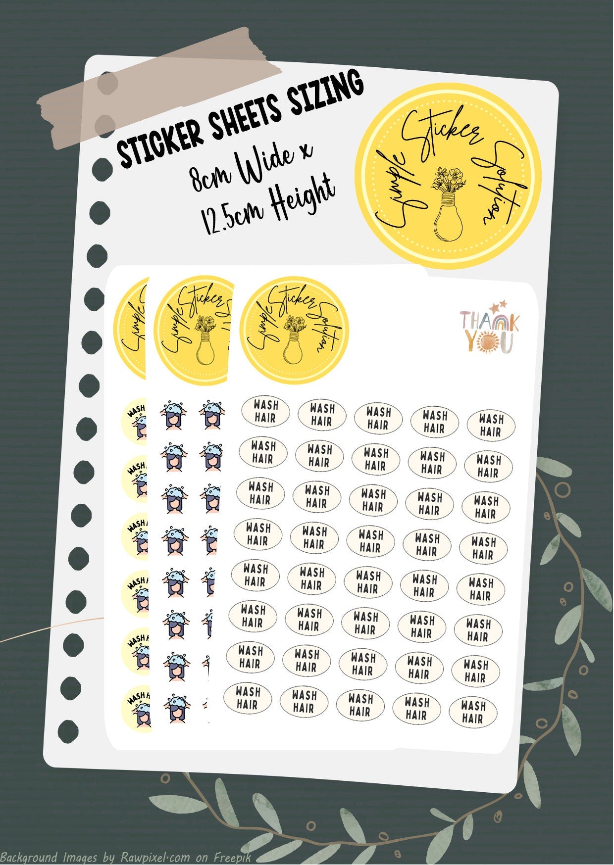 Wash Hair Reminder Stickers, Hair Care, Health & Beauty, Self Care, Diary Stickers, Planner Sticker Sheet, Calendar + Organiser Stickers