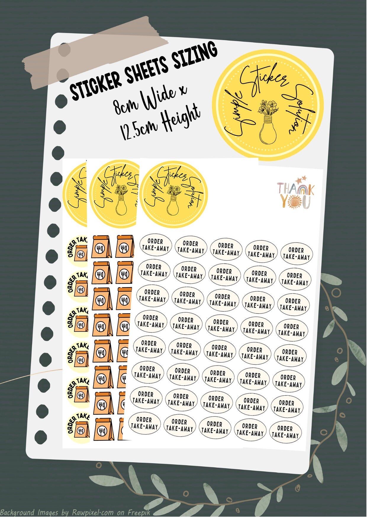 Order Take-Away Stickers, Daily/Weekly/Fortnightly Meal Planning, Diary Stickers, Planner Sticker Sheet, Planner, Calendar Sticker