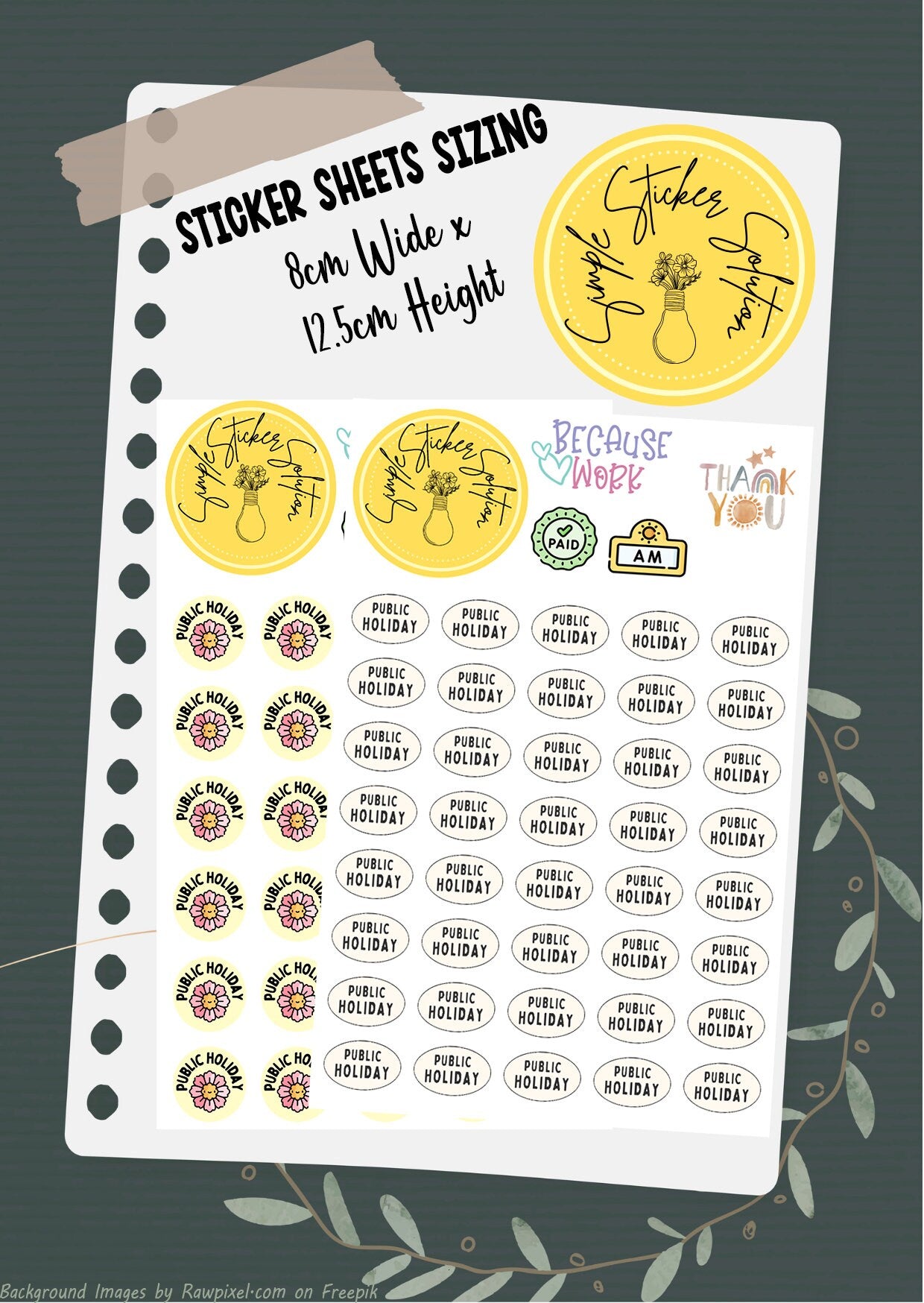 Public Holiday Stickers, Events, Diary Stickers, Planner Sticker Sheet, Calendar Sticker, Organiser Stickers