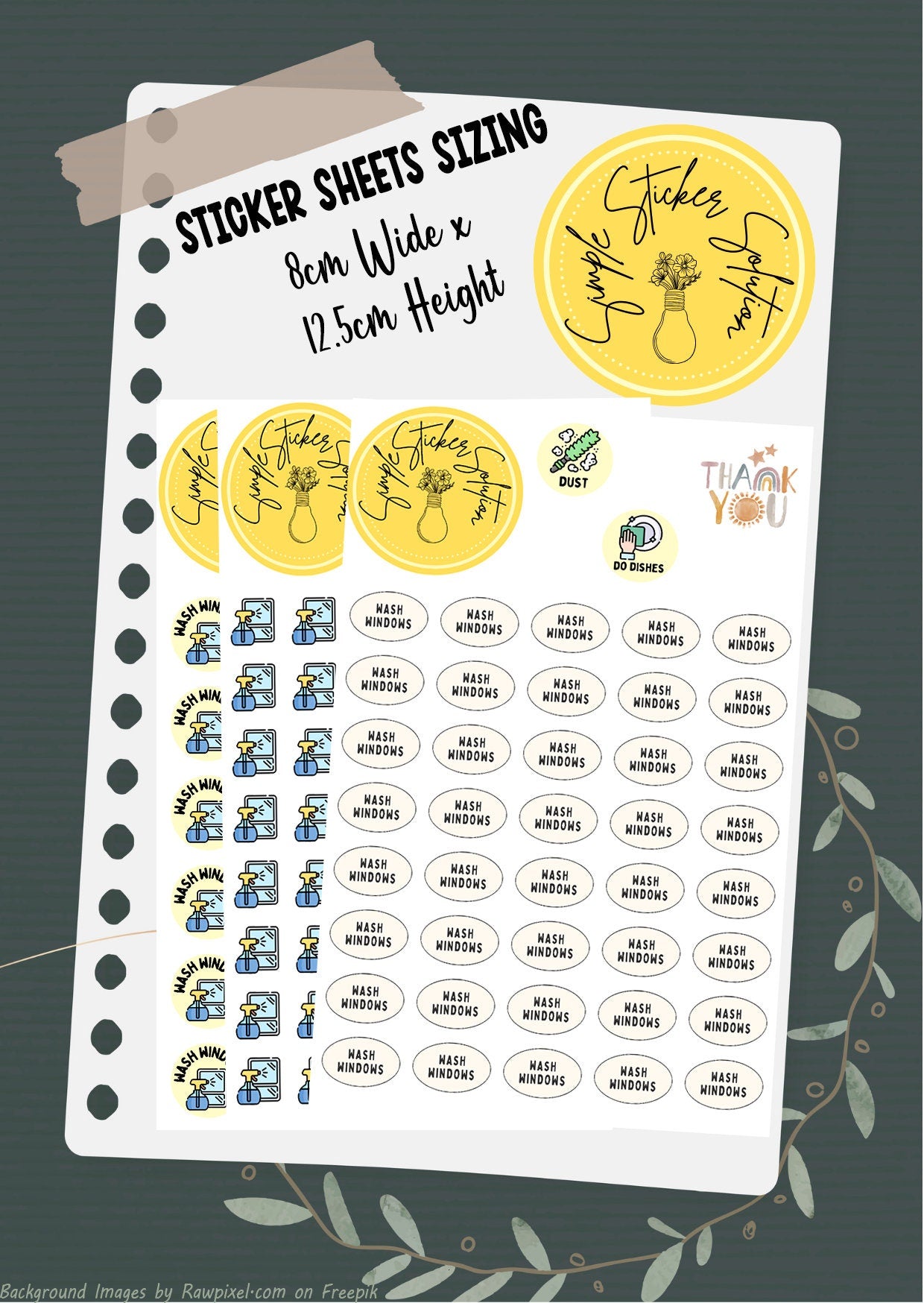 Wash Windows Planner Stickers: Chore Calendar Stickers