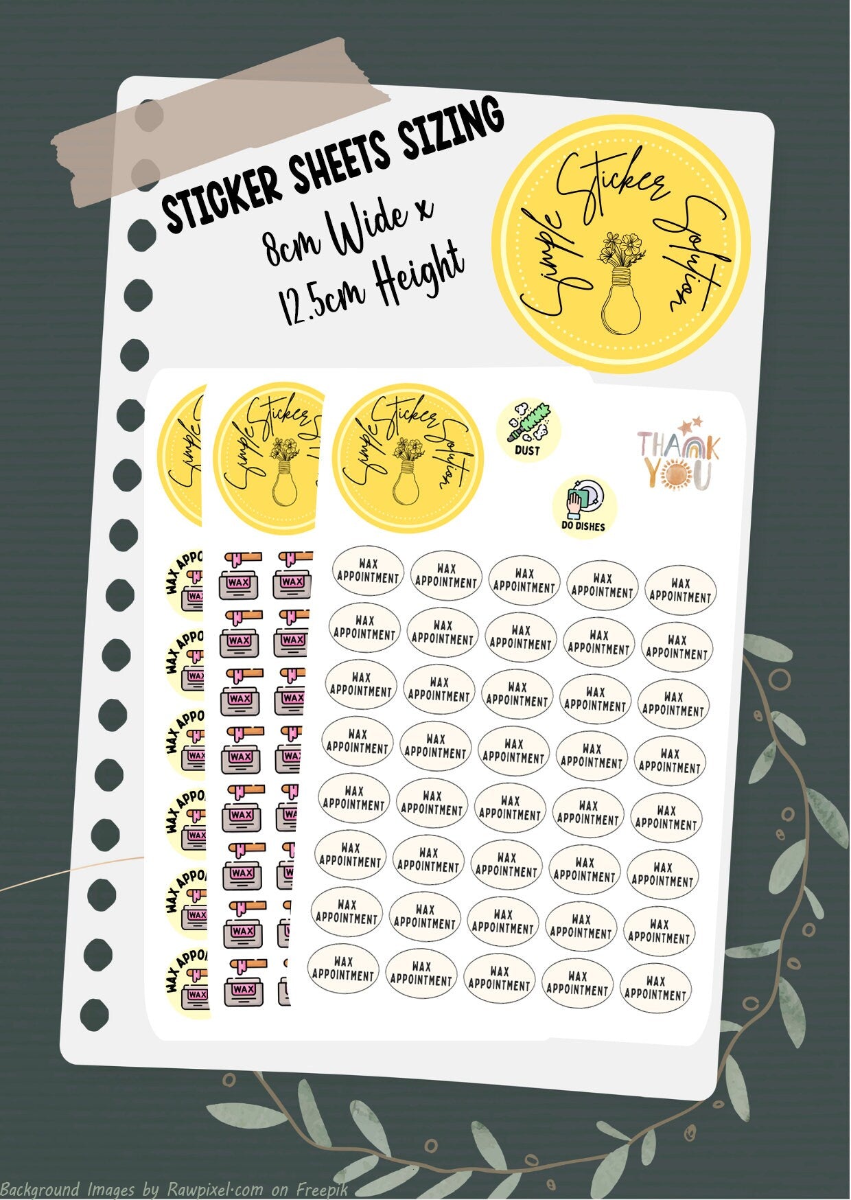 Wax Appointment Stickers, Health + Beauty, Diary Stickers, Planner Sticker Sheet, Calendar Sticker, Organiser Stickers