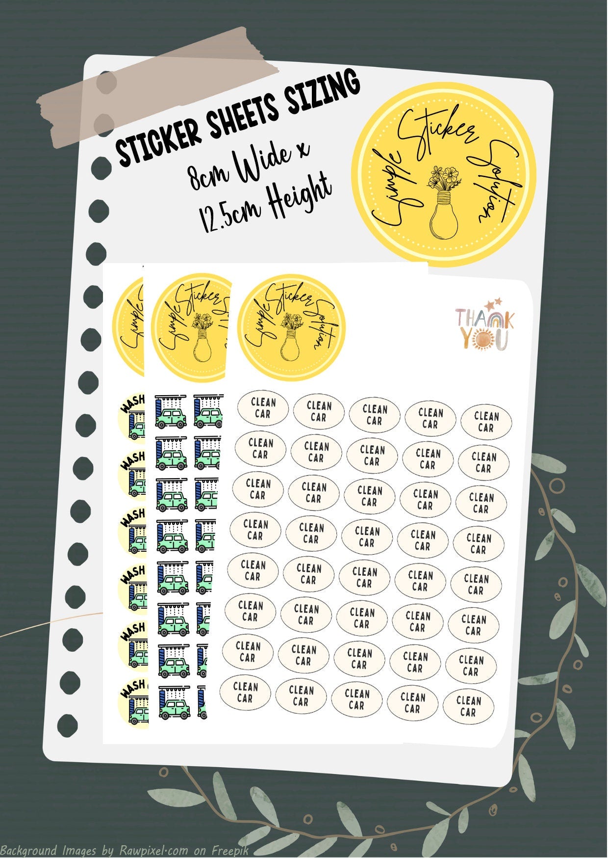 Car Wash Planner Stickers: Vehicle Cleaning Reminder Stickers