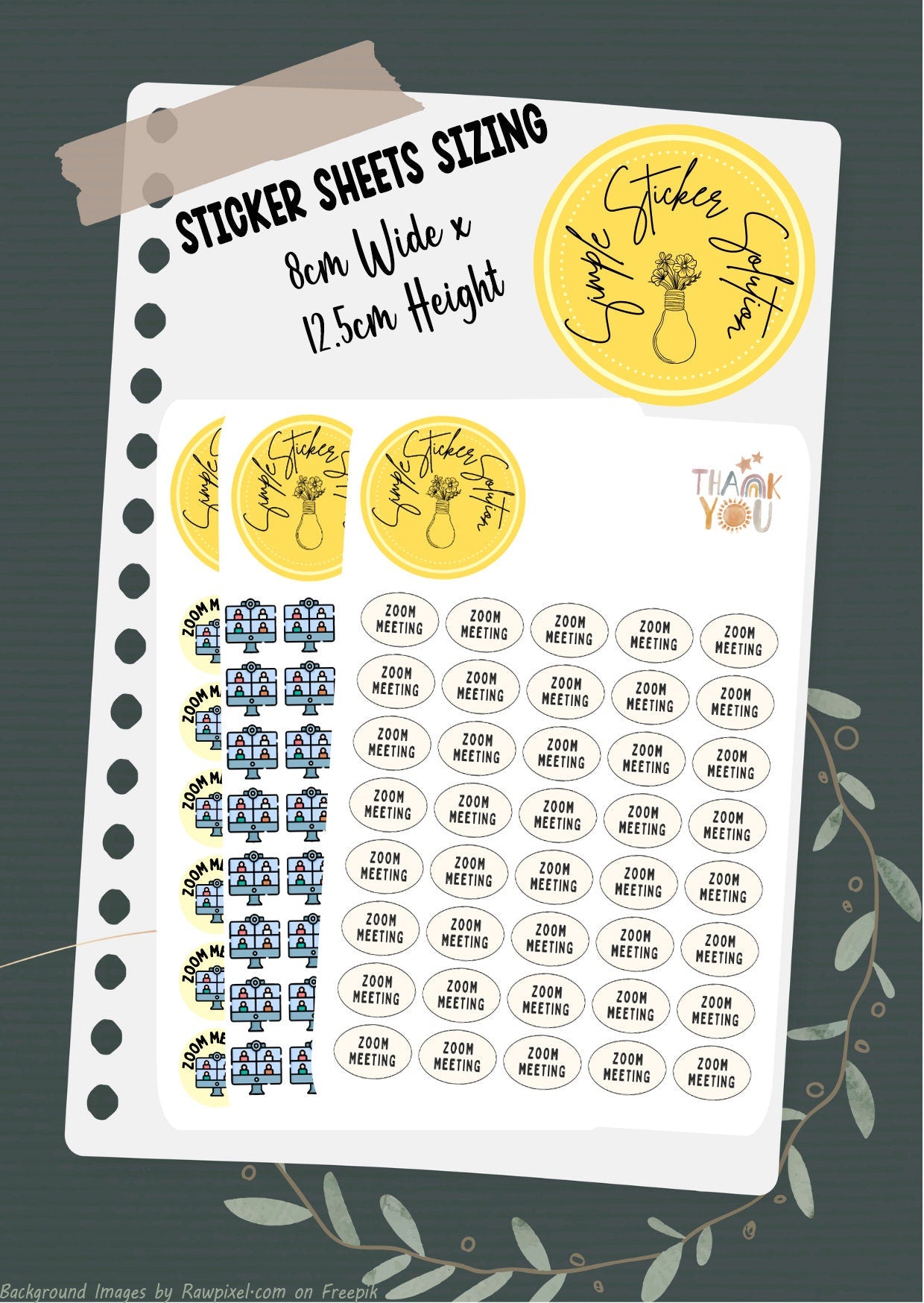 Work - Zoom Meeting, Diary Stickers, Planner Sticker Sheet, Planner, Calendar Sticker