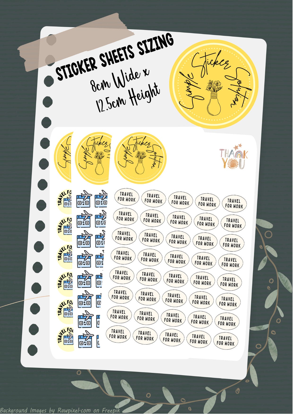 Work - Book Travel For Work, Business Trip, Diary Stickers, Planner Sticker Sheet, Planner, Calendar Sticker