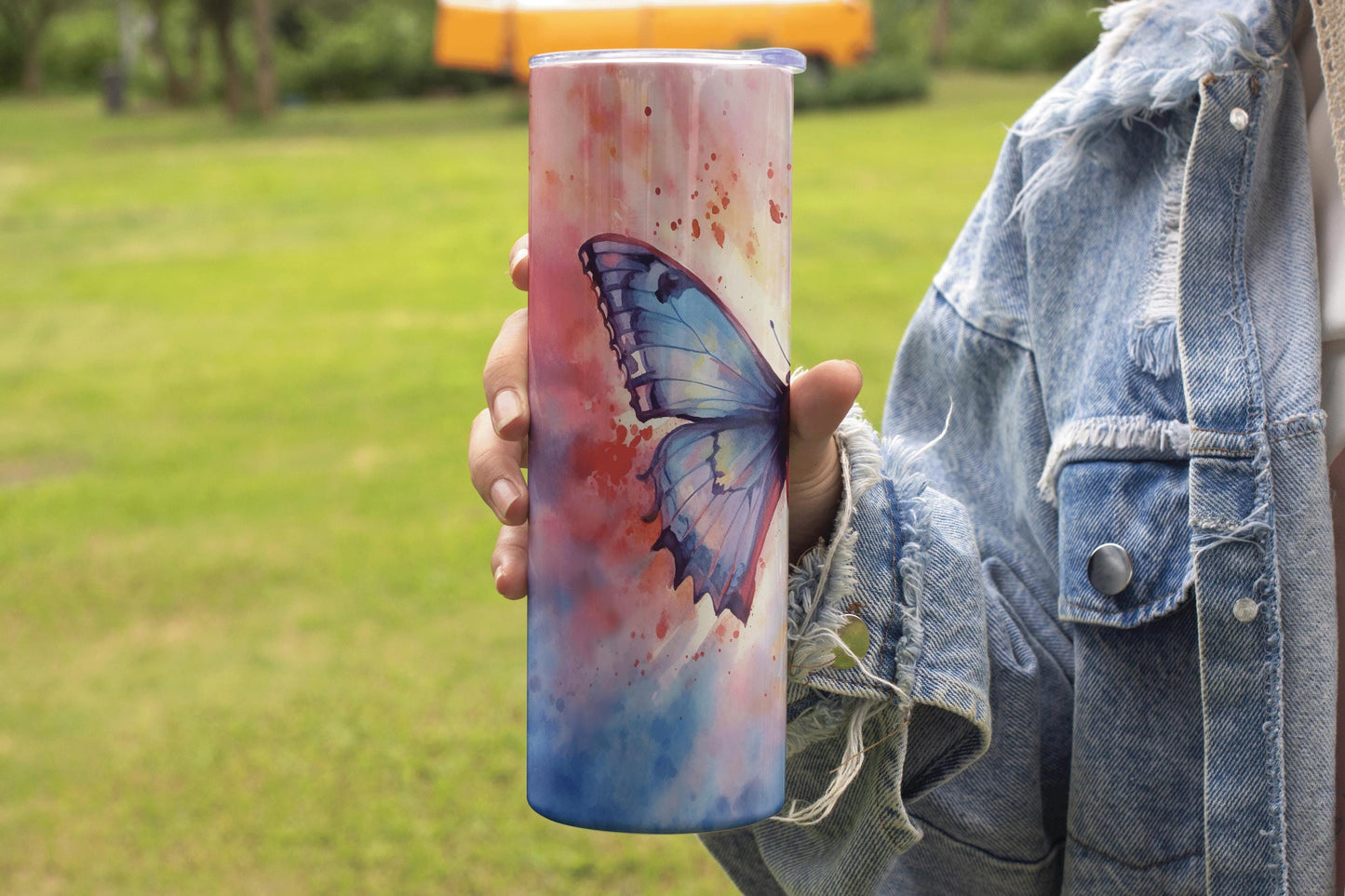 Beautiful Watercolor Butterfly Design - 20oz Water or Coffee Tumbler