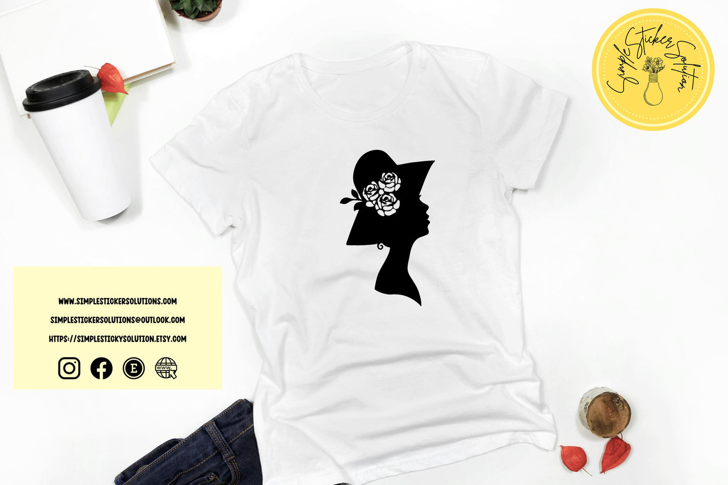 Lady with Flowers in Her Hat Design Short Sleeve T-Shirt