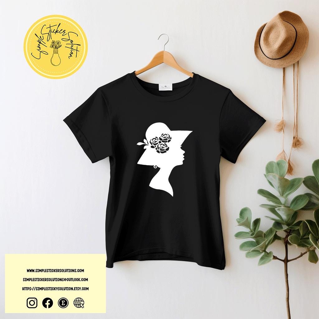 Lady with Flowers in Her Hat Design Short Sleeve T-Shirt