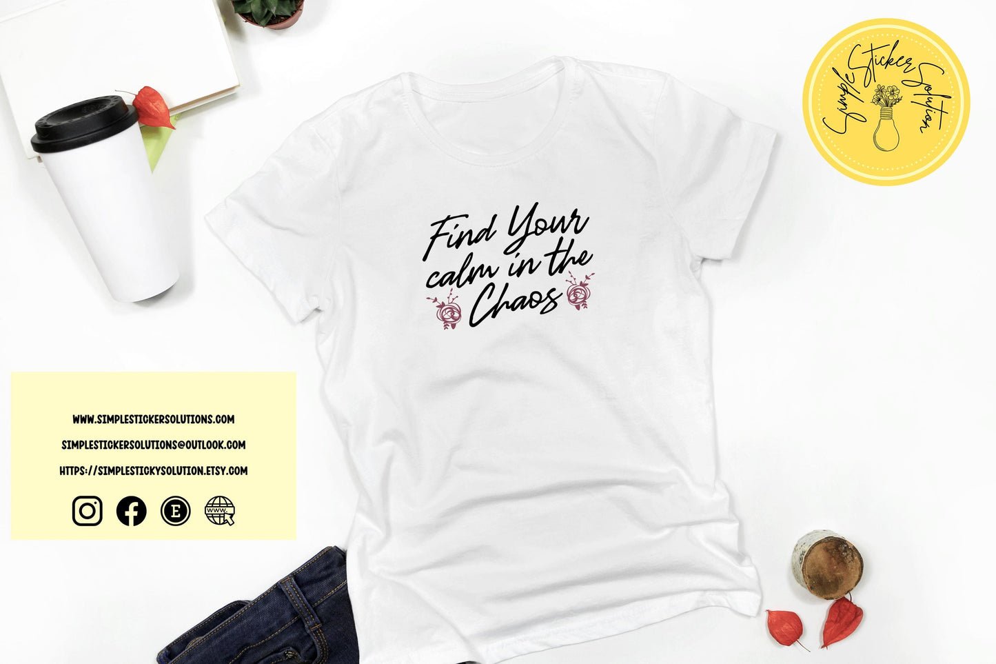 Find Your Calm in the Chaos Design Short Sleeve T-Shirt