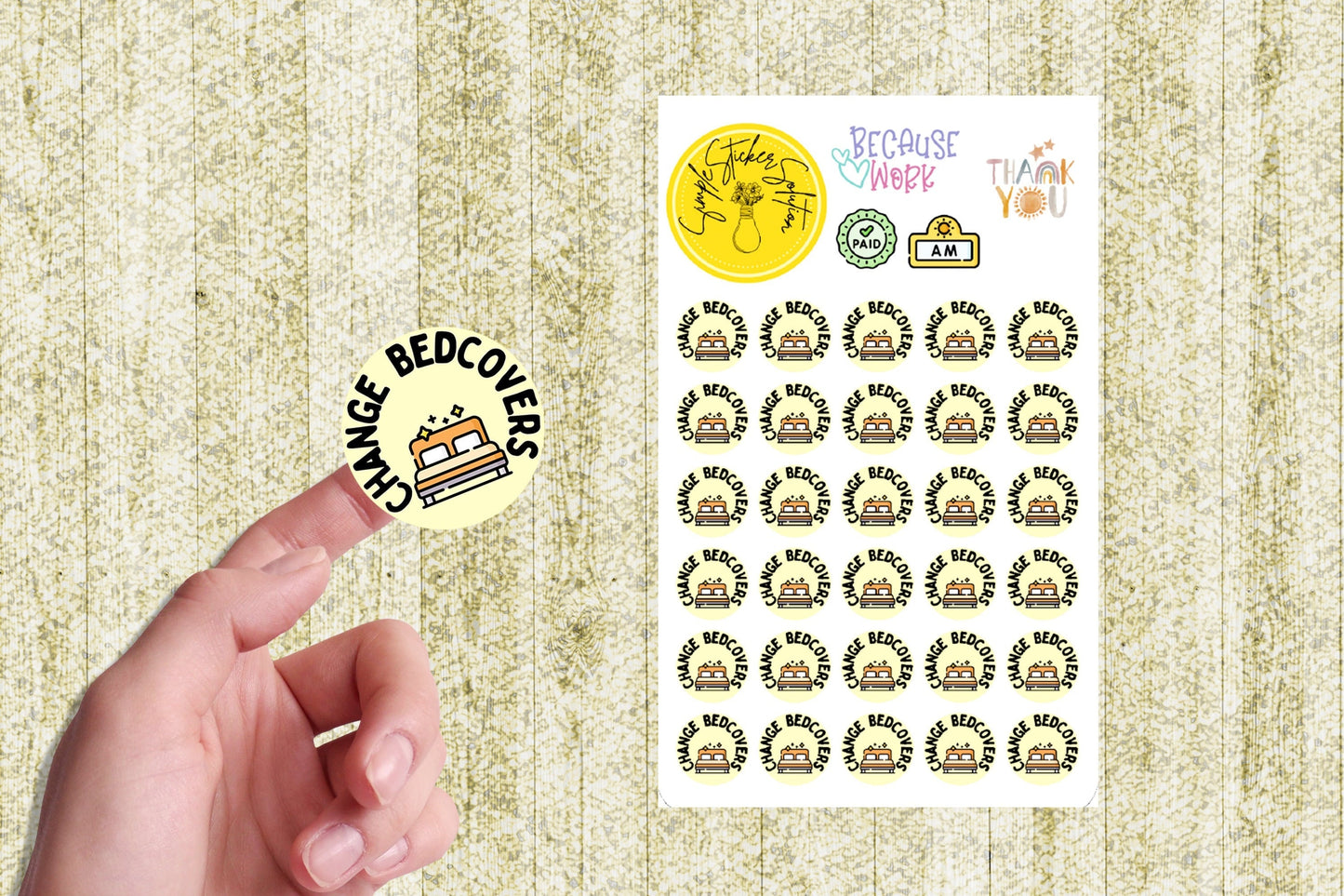 Change Bed Covers Stickers.