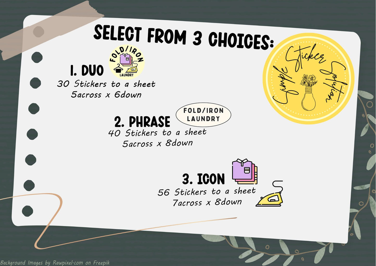 Iron, Fold & Put Away Laundry Stickers