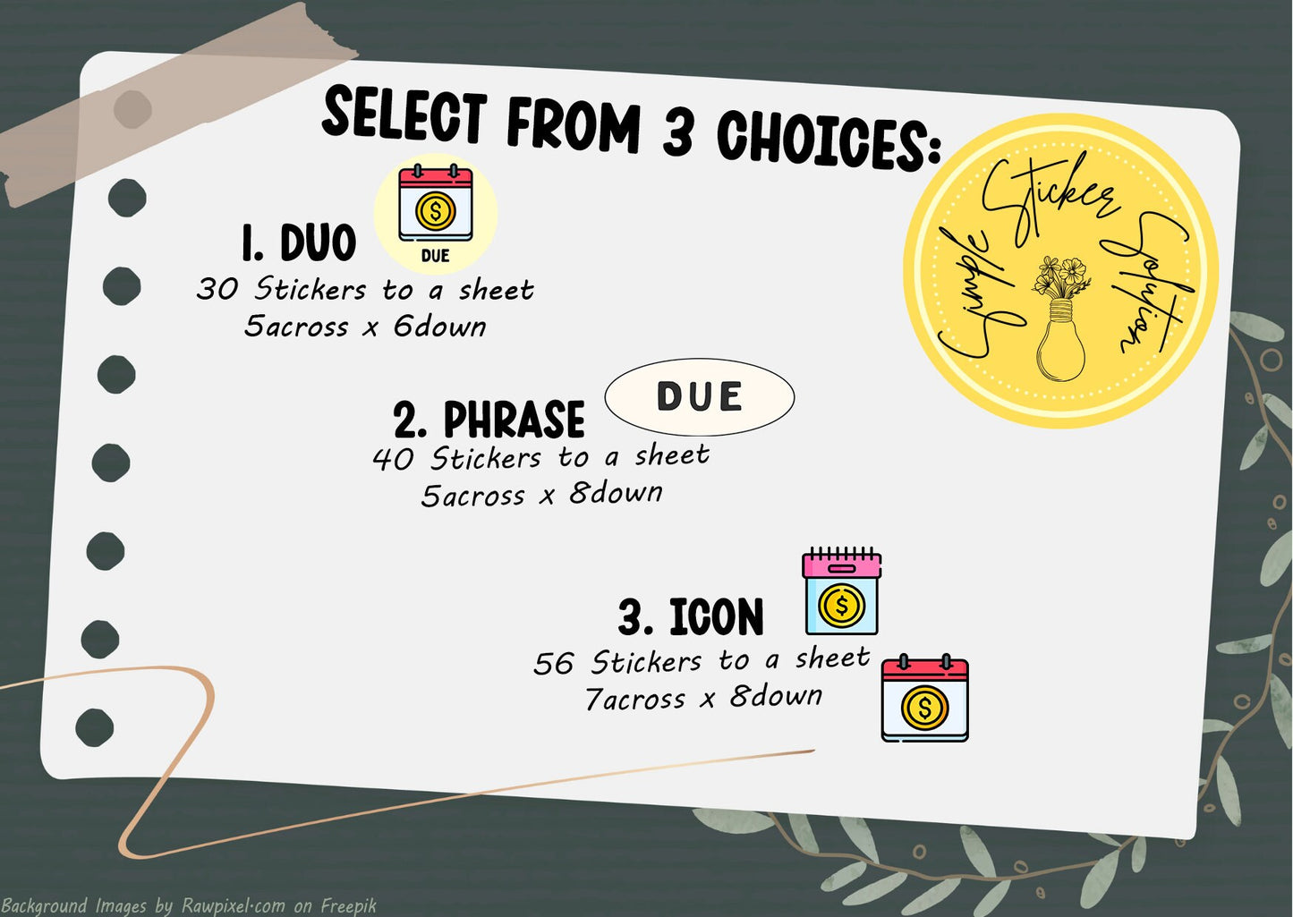 Finances - Due Stickers