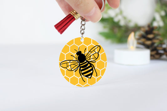 Bee Acrylic Keyrings, Gift Idea, Keychain, Bag Tag, Personalised Gift