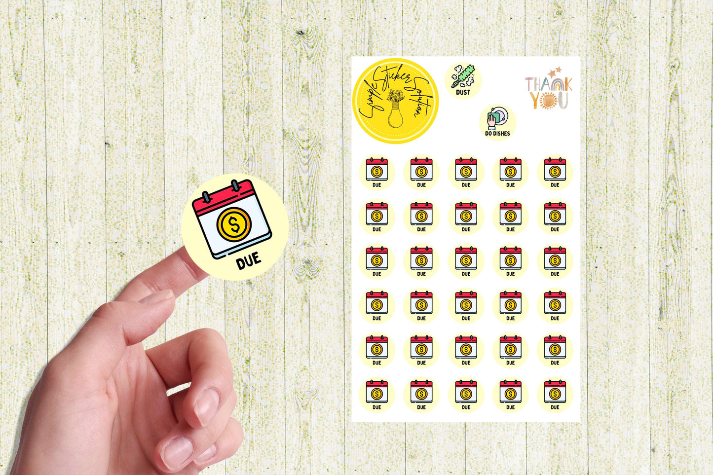 Due Stickers, Finances, Never Miss a Bill, Diary Stickers, Planner Sticker Sheet, Calendar Sticker, Organiser Stickers