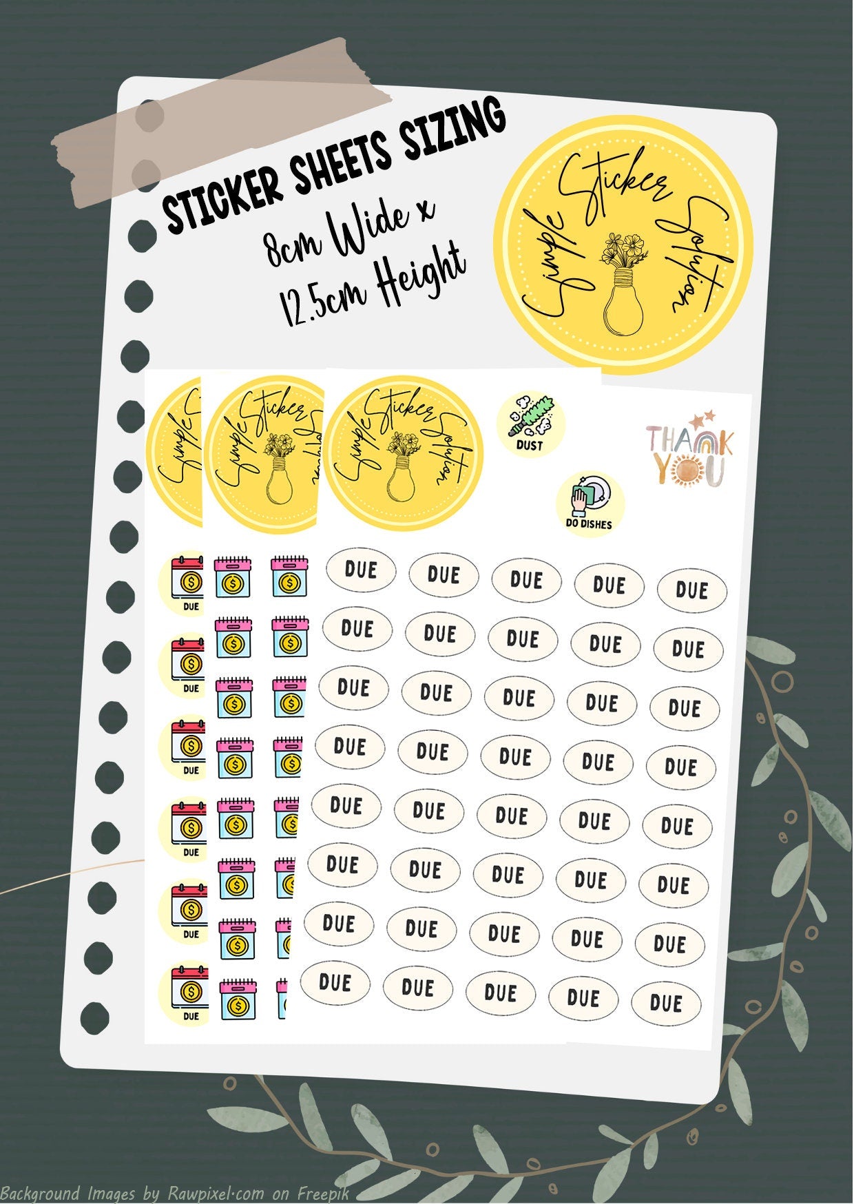 Due Stickers, Finances, Never Miss a Bill, Diary Stickers, Planner Sticker Sheet, Calendar Sticker, Organiser Stickers