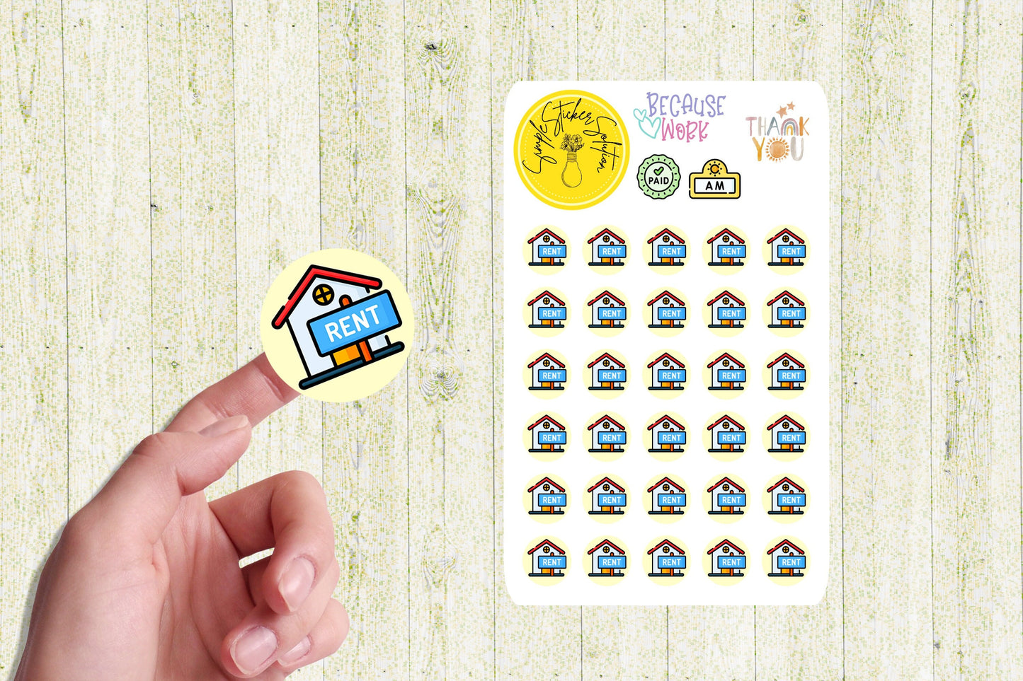 Pay Rent Stickers, Never Forget a Bill, Finances, Diary Stickers, Planner Sticker Sheet, Planner, Calendar Sticker