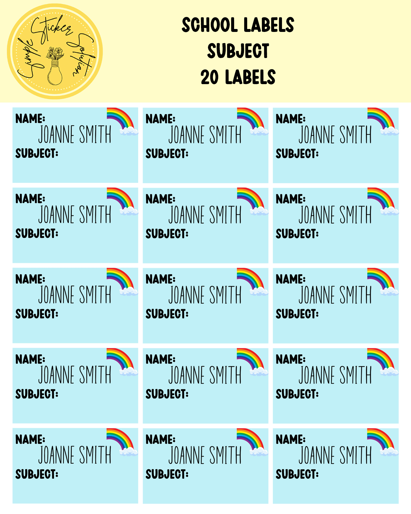 Name Labels for School