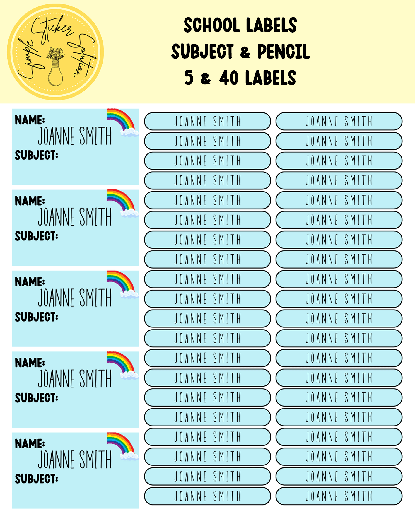 Name Labels for School