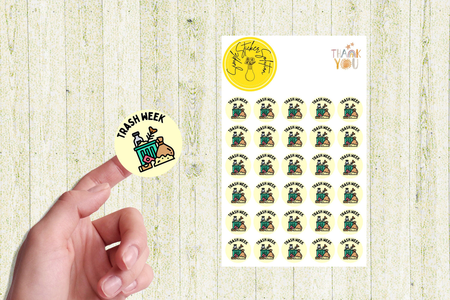 Trash Week Stickers, Weekly/Fortnightly Chores, Diary Stickers, Planner Sticker Sheet, Planner, Calendar Sticker