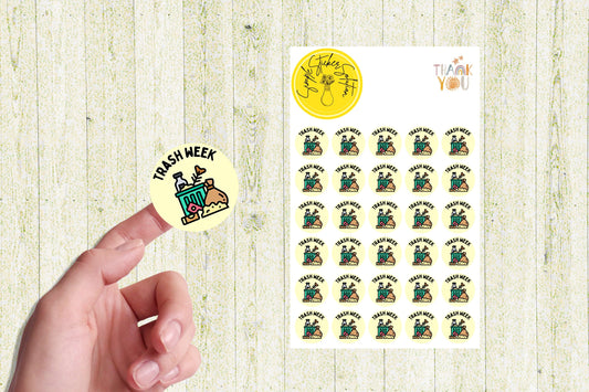 Trash Week Stickers, Weekly/Fortnightly Chores, Diary Stickers, Planner Sticker Sheet, Planner, Calendar Sticker