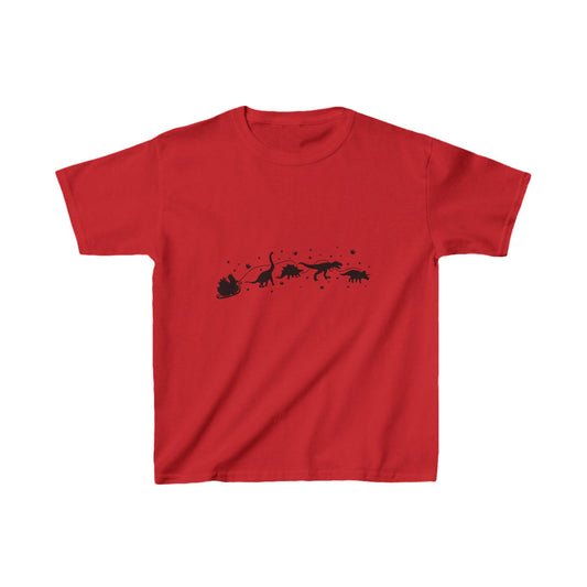 Dinosaur Sleigh Kids Tshirt, Children's Tee, Boys Girls Shirt, Jurassic Park Gift, Christmas Holiday Top