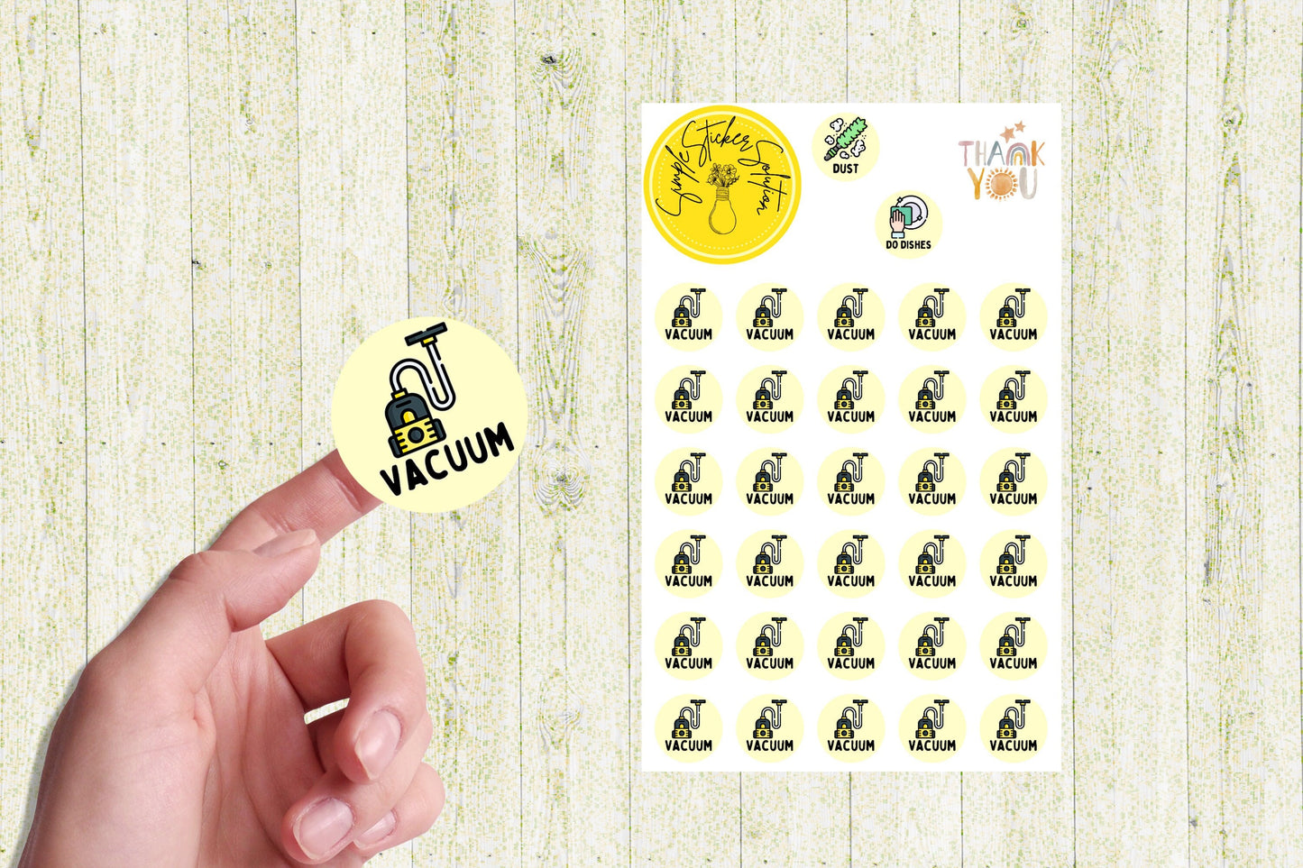 Vacuum Stickers, Daily/Weekly/Fortnightly Chores, Diary Stickers, Planner Sticker Sheet, Planner, Calendar Sticker