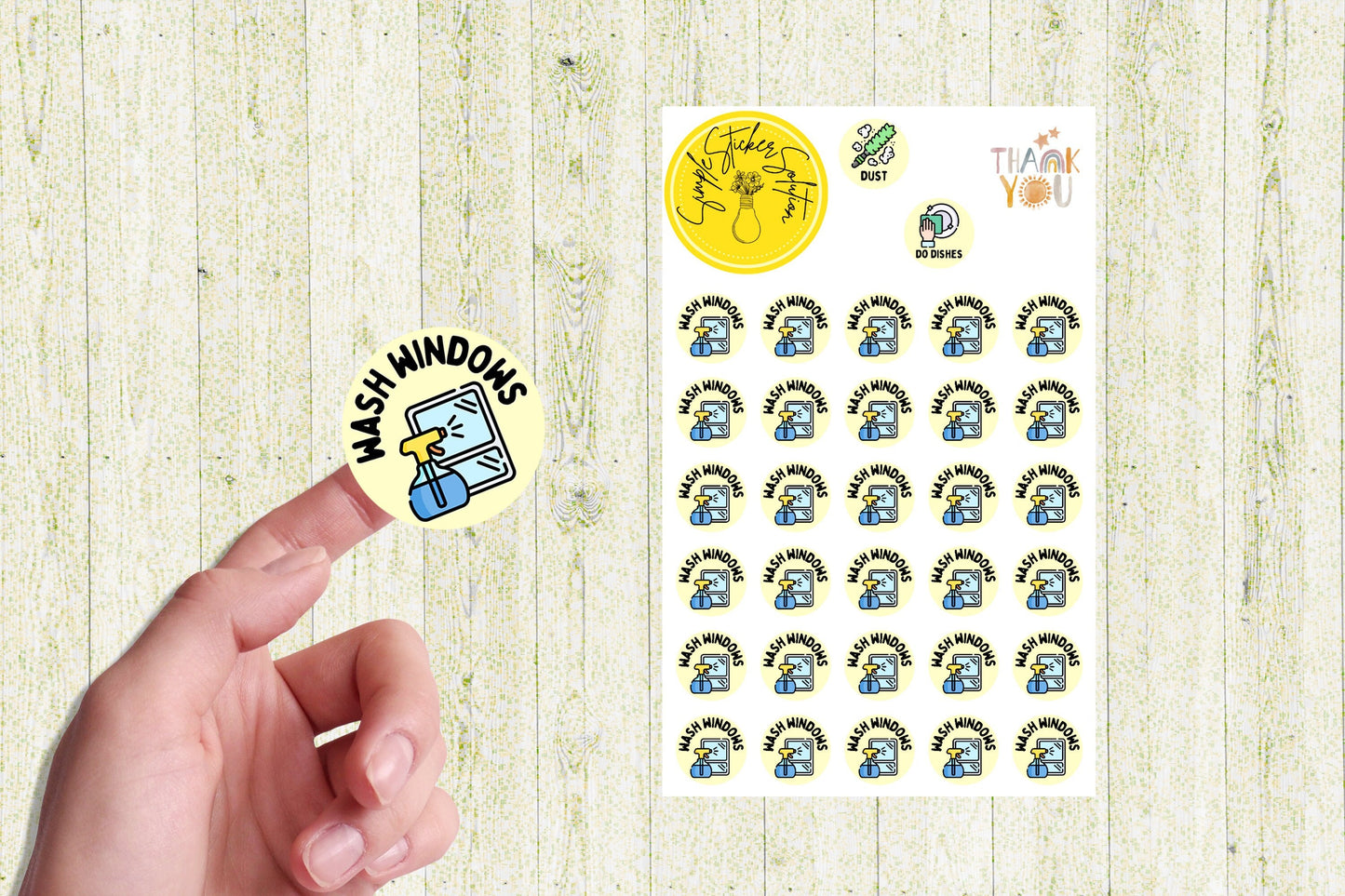 Wash Windows Stickers, Daily/Weekly/Fortnightly Chores, Diary Stickers, Planner Sticker Sheet, Planner, Calendar Sticker
