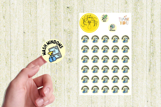 Wash Windows Stickers, Daily/Weekly/Fortnightly Chores, Diary Stickers, Planner Sticker Sheet, Planner, Calendar Sticker