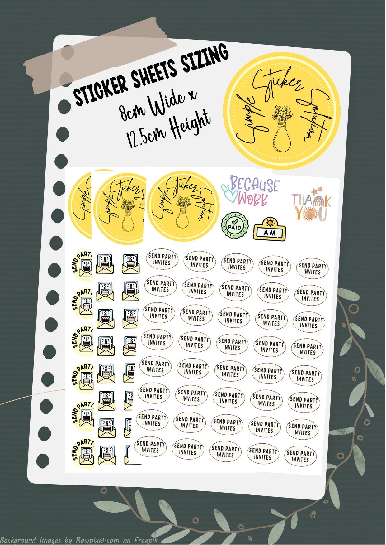 Send Party Invite Stickers,  Events, Diary Stickers, Planner Sticker Sheet, Calendar Sticker, Organiser Stickers