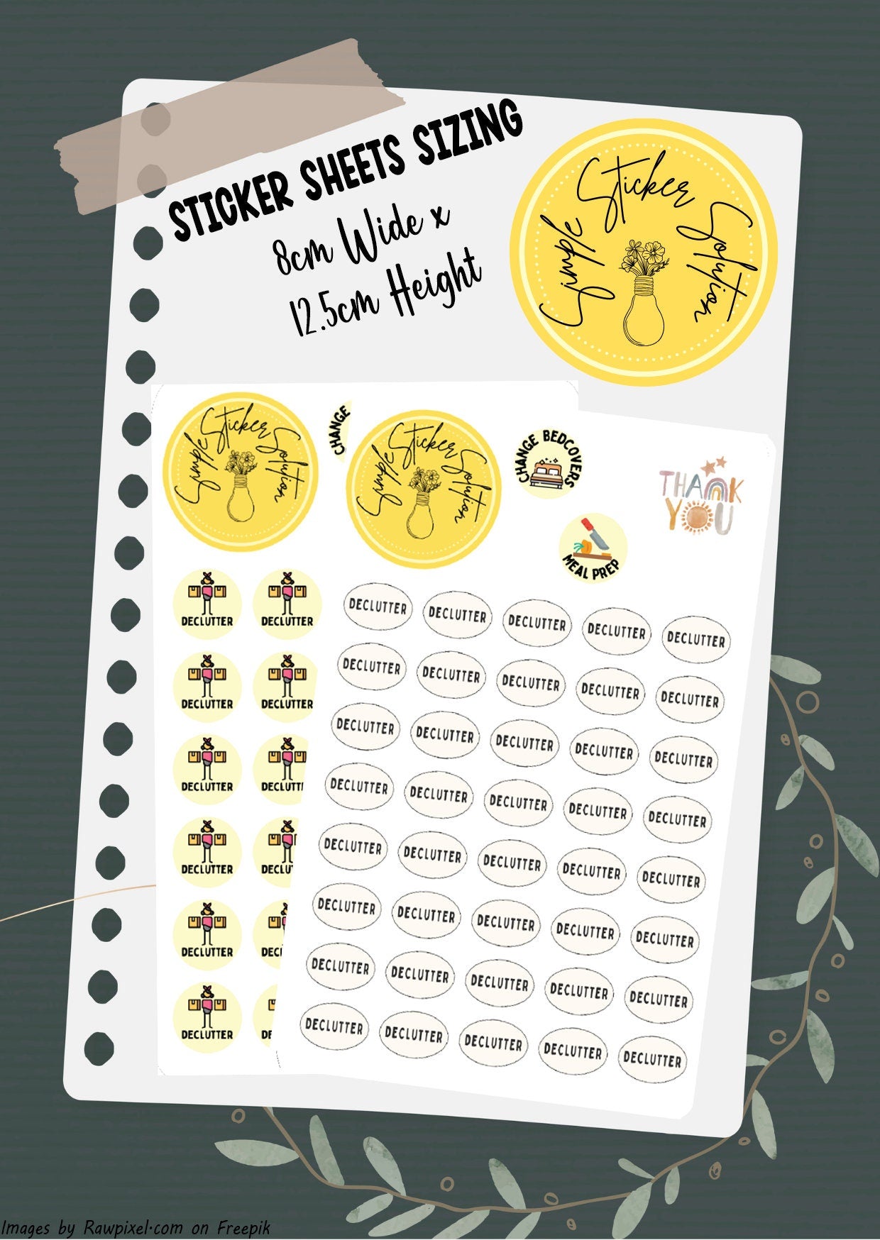 Declutter Planner Stickers: Weekly Chore Calendar Stickers