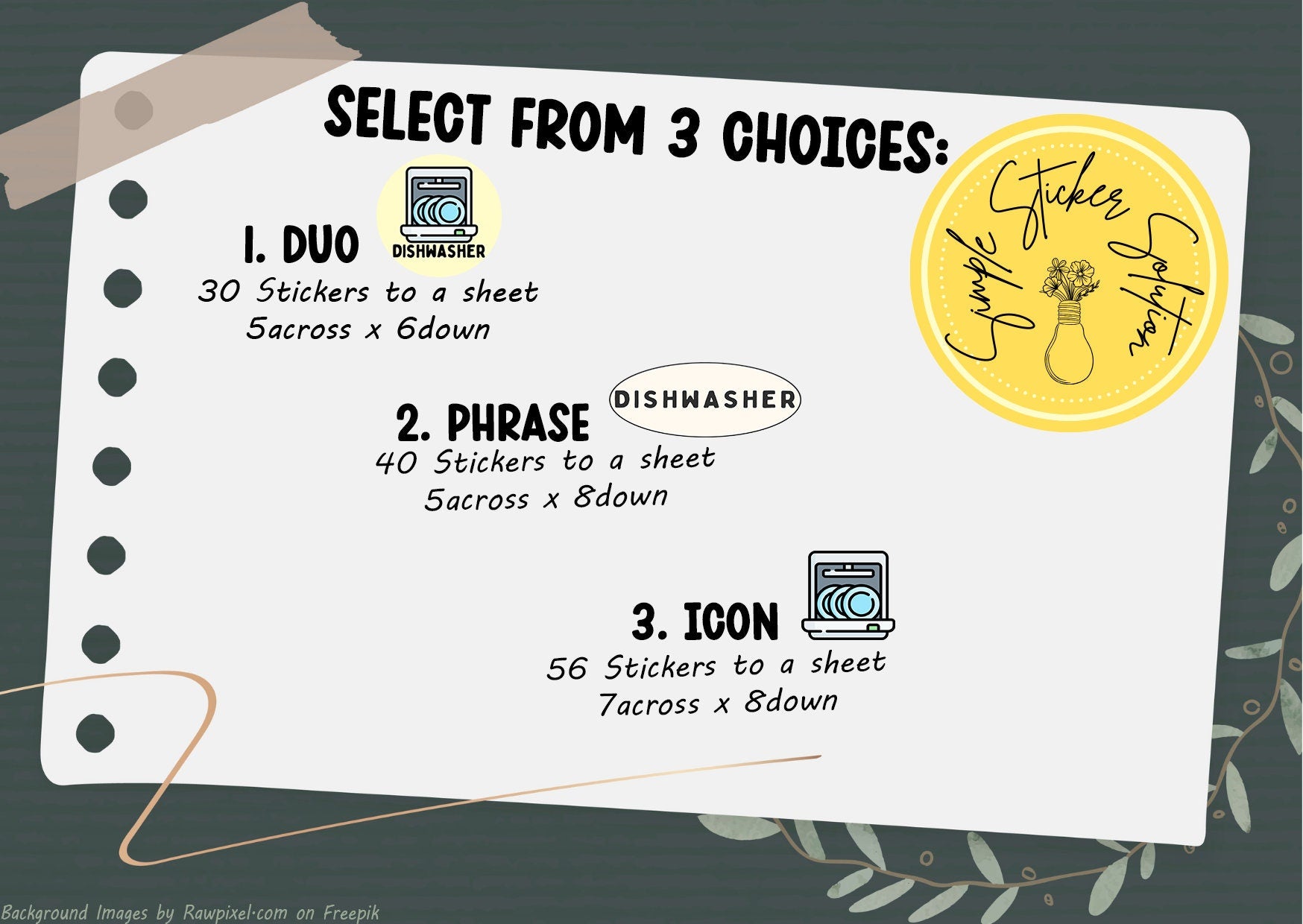 Dishwasher Planner Stickers: Chore Chart Stickers