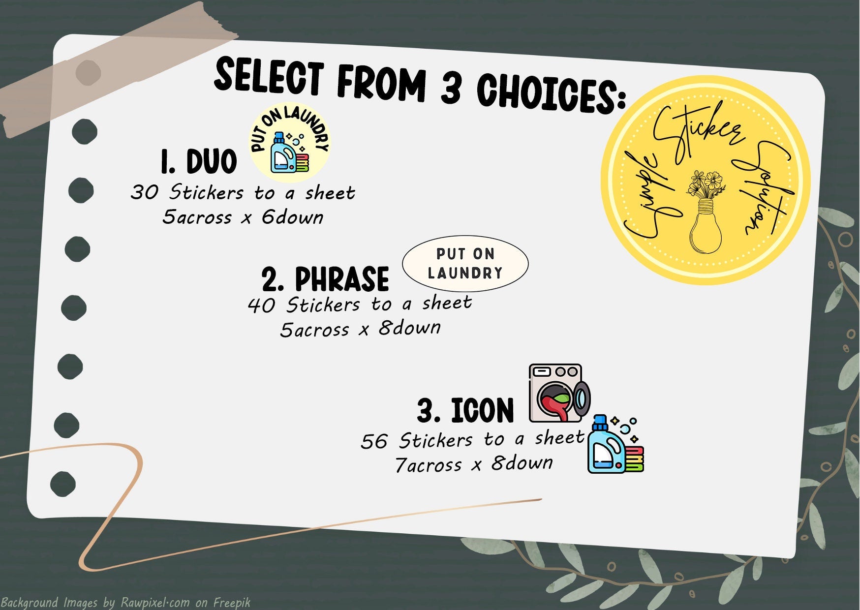 Laundry Day Planner Stickers: Chore Chart Stickers