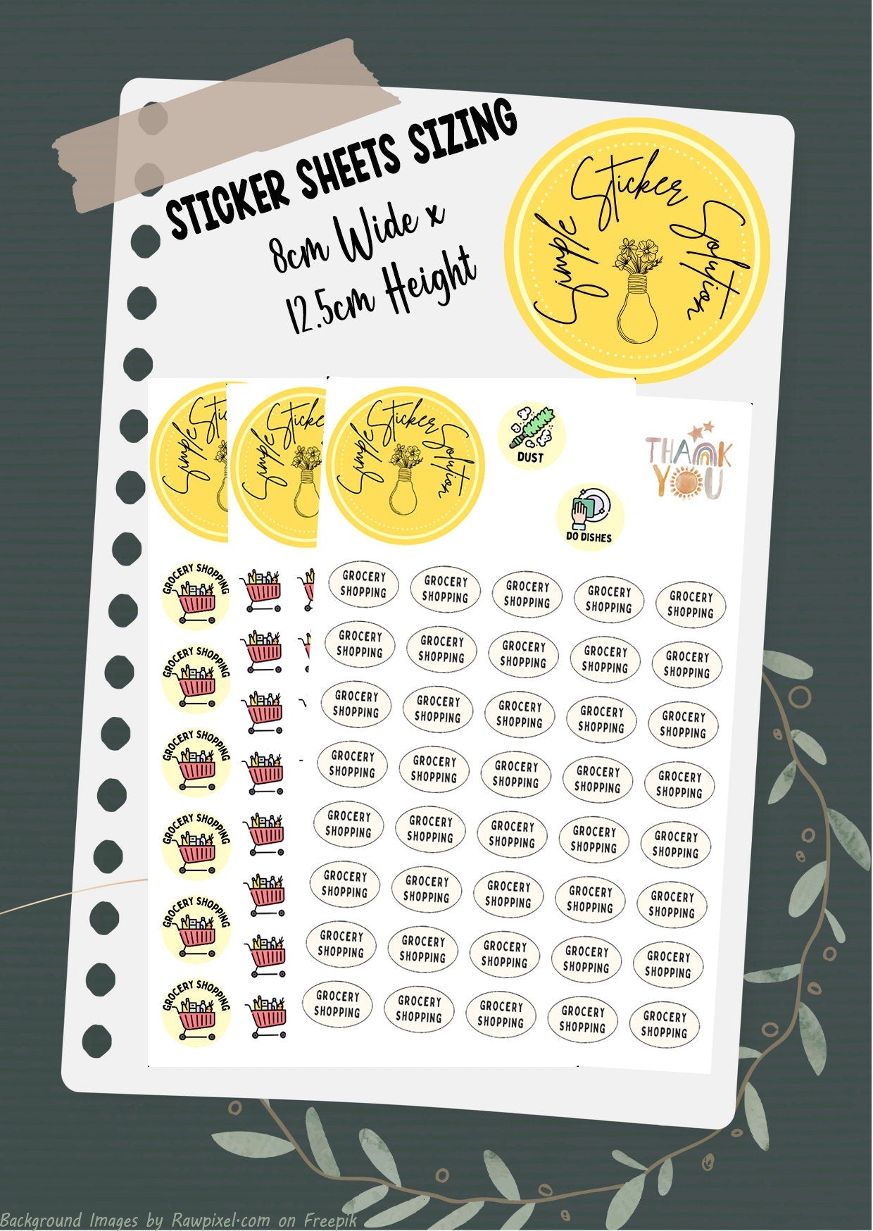Grocery Shopping Stickers, Weekly/Fortnightly/Monthly Chores, Diary Stickers, Planner Sticker Sheet, Planner, Calendar Sticker