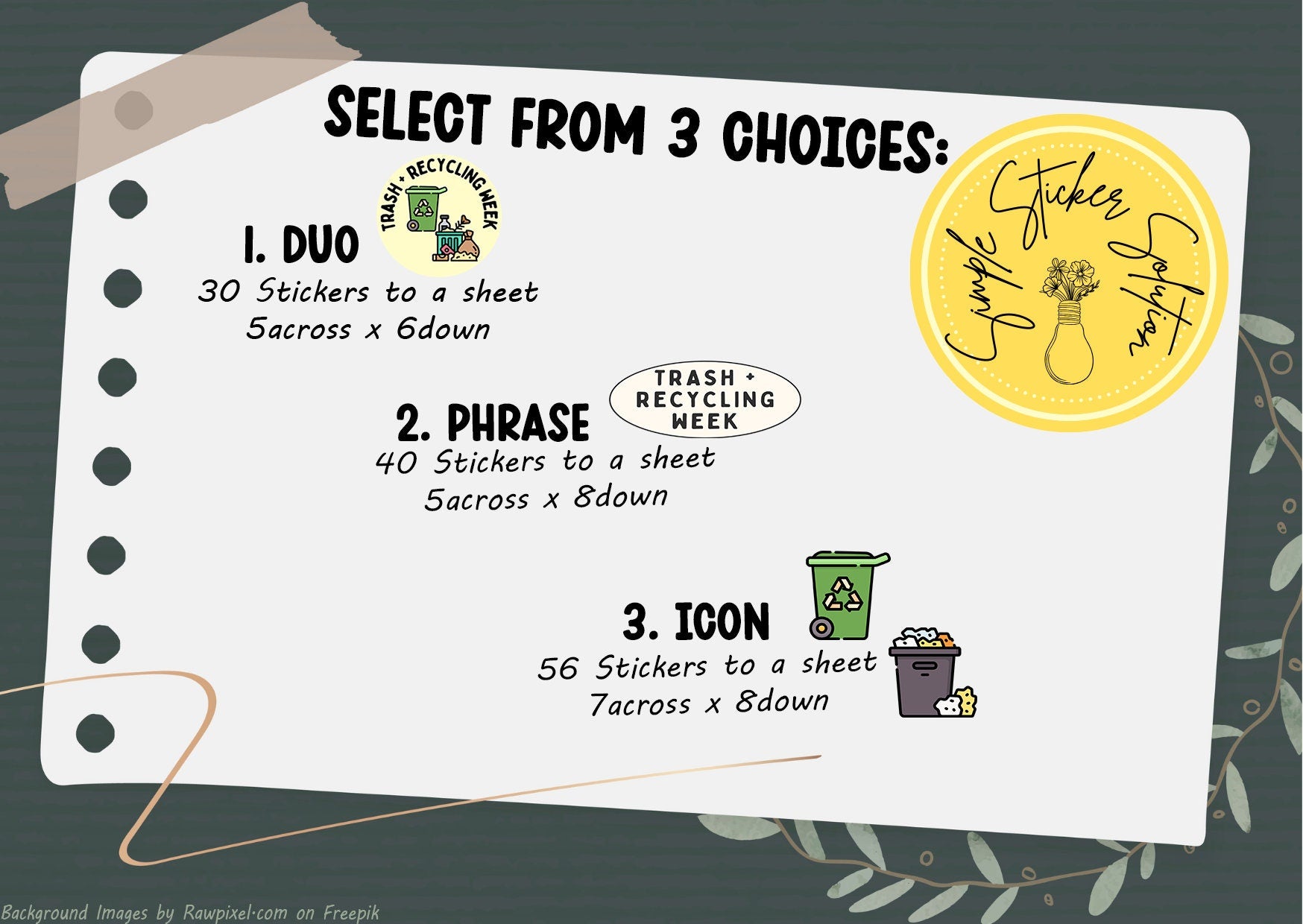 Recycling & Trash Day Planner Stickers: Weekly Chores, Calendar Stickers