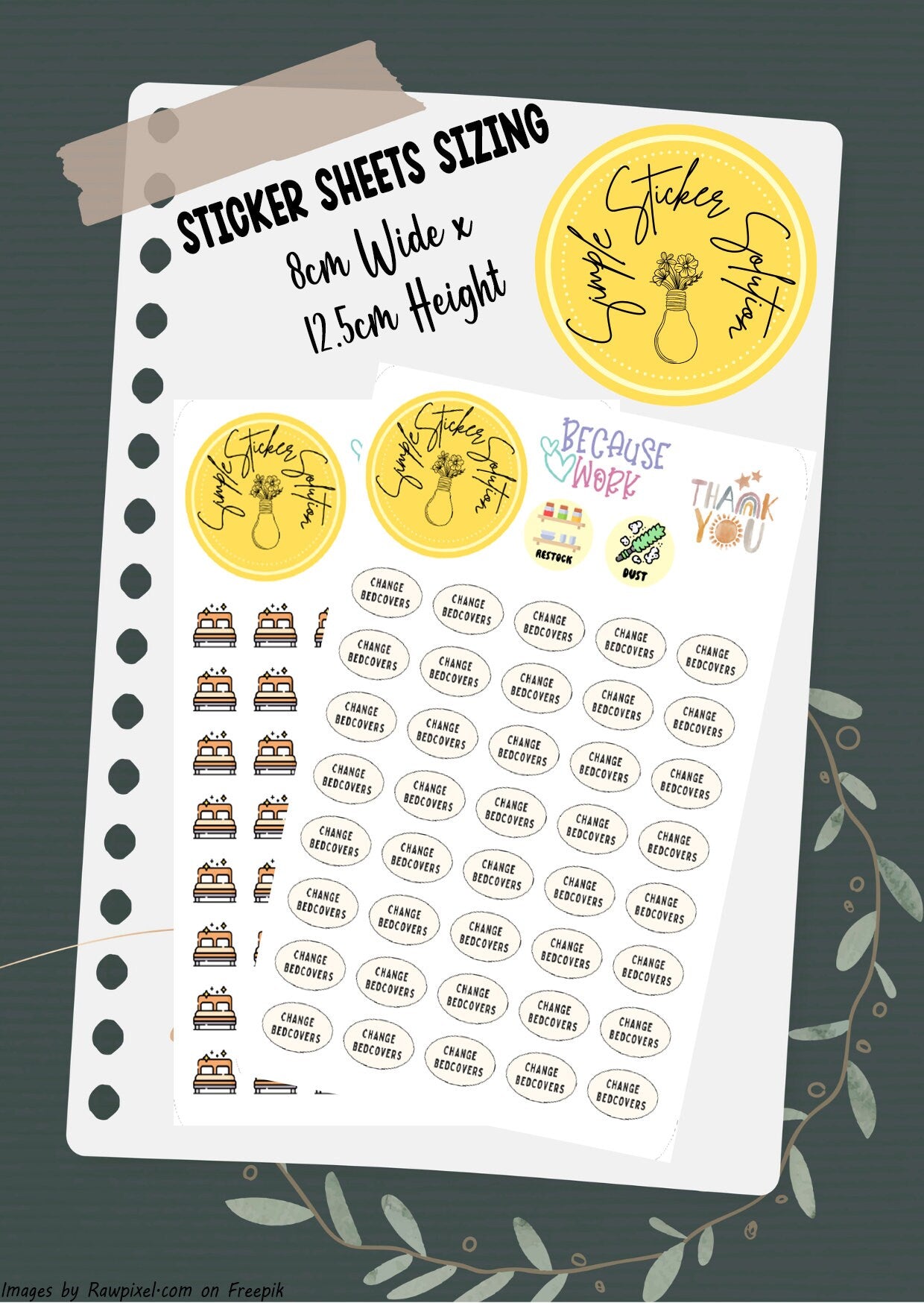 Change Bed Covers Stickers, Weekly/Fortnightly/Monthly Chores, Diary Stickers, Planner Sticker Sheet, Calendar Sticker, Organiser Stickers