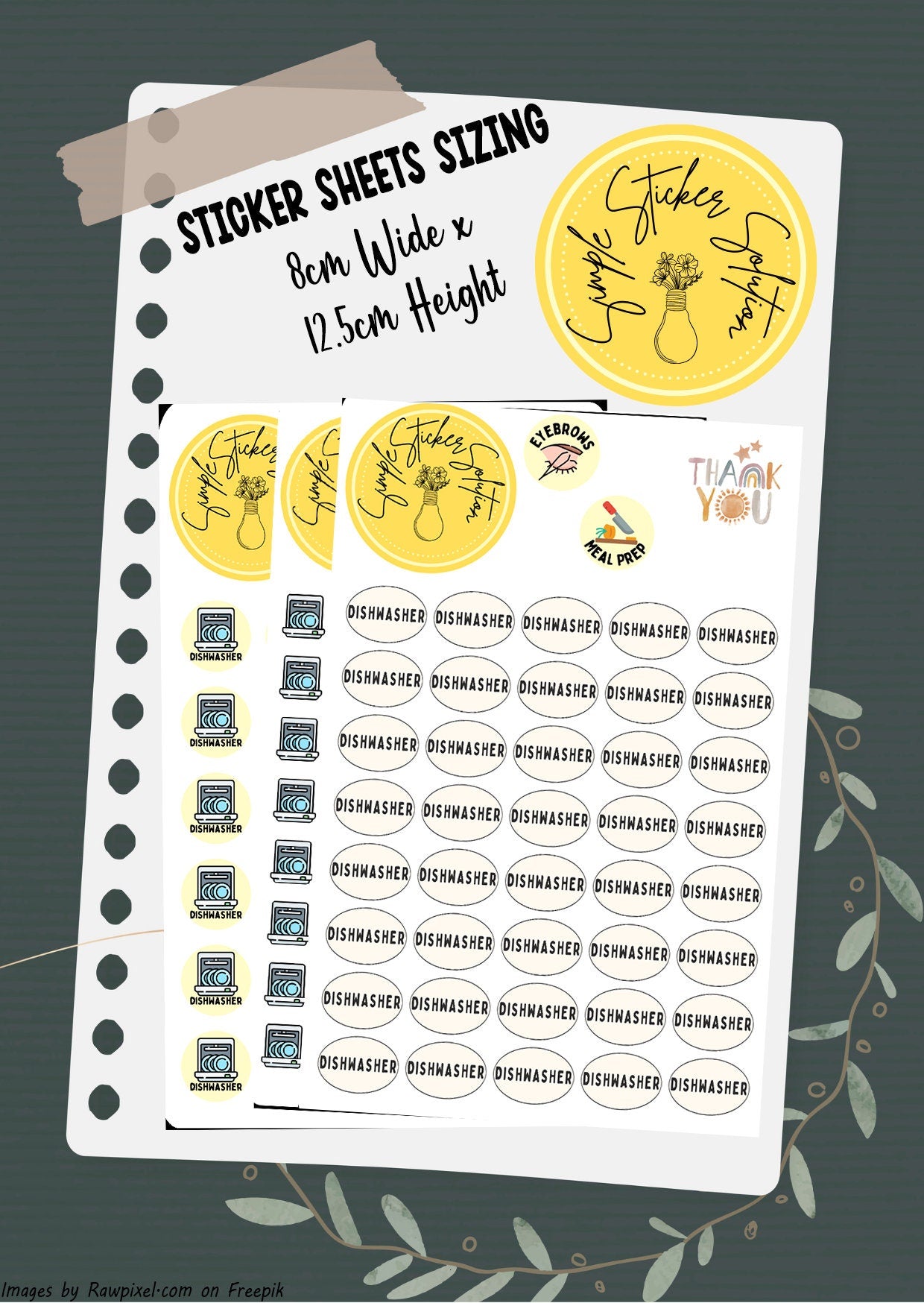 Dishwasher Planner Stickers: Chore Chart Stickers