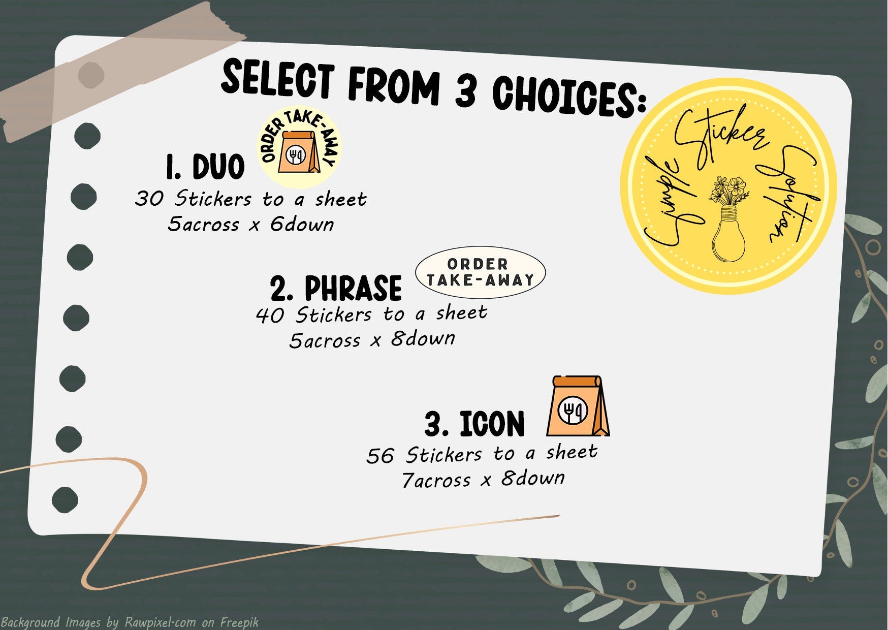 Order Take-Away Stickers, Daily/Weekly/Fortnightly Meal Planning, Diary Stickers, Planner Sticker Sheet, Planner, Calendar Sticker